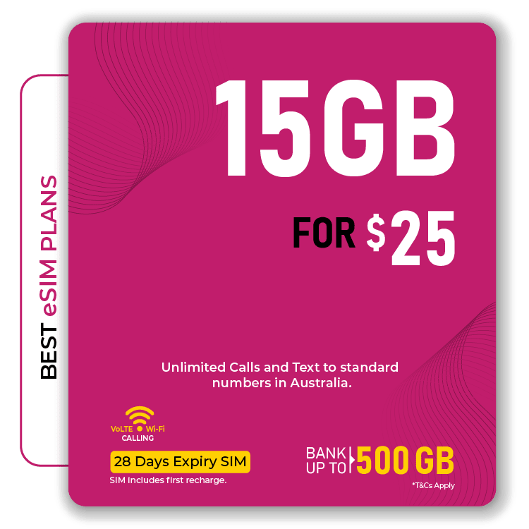 Telsim 15GB eSIM Prepaid Plan: $25, Unlimited Calls & Texts, Volte, Wi-Fi, Data Bank Up To 500GB, 28 Days Expiry.