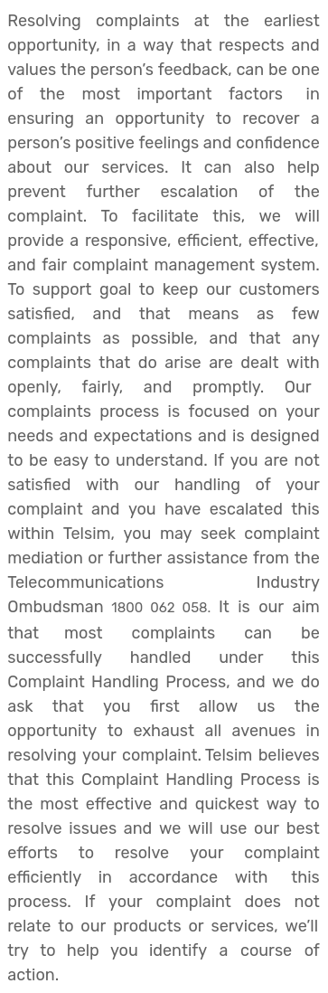 FindCustomerComplaintHandlingPolicyTelsim - Telsim