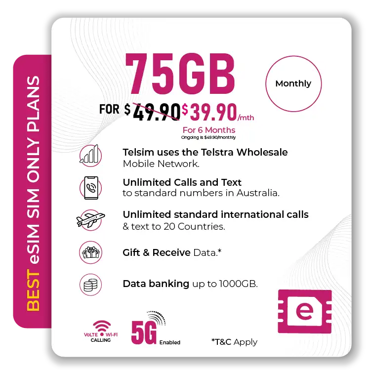 TelsimAdvanceeSIMSIMOnlyMobilePlan75GB - Telsim