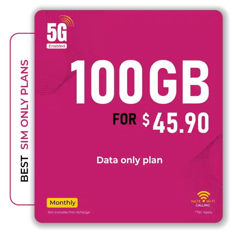 Telsim 100GB Data SIM-Only Mobile Plan for $45.90 monthly, VoLTE & Wi-Fi Calling