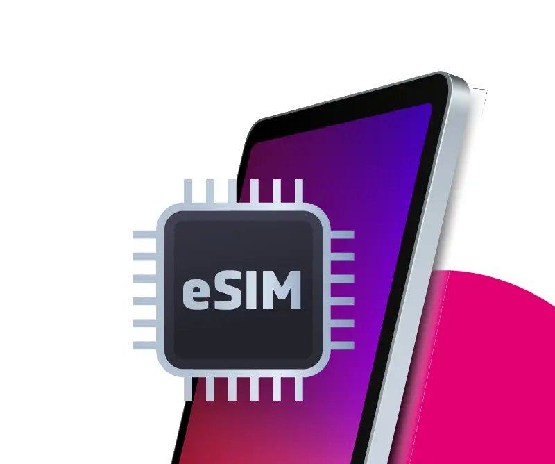 iPad eSIM illustration showing digital eSIM chip for mobile data