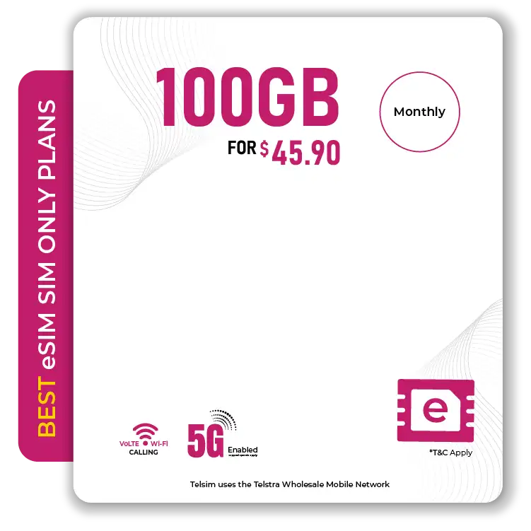 Telsim 100GB 5G eSIM SIM Only Plan - Telsim Telsim 100GB Data 5G eSIM SIM Only Plan with fast 5G data for $4590 monthly