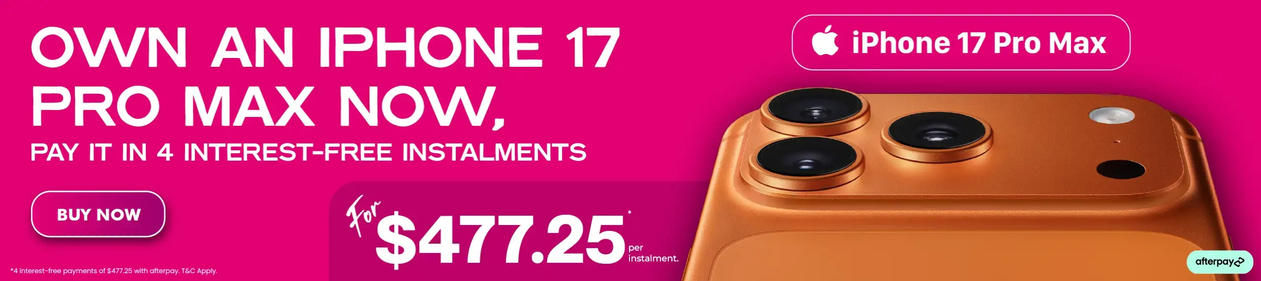Premium Refurbished iPhone 17 Pro Max with 4 interest free Afterpay instalments